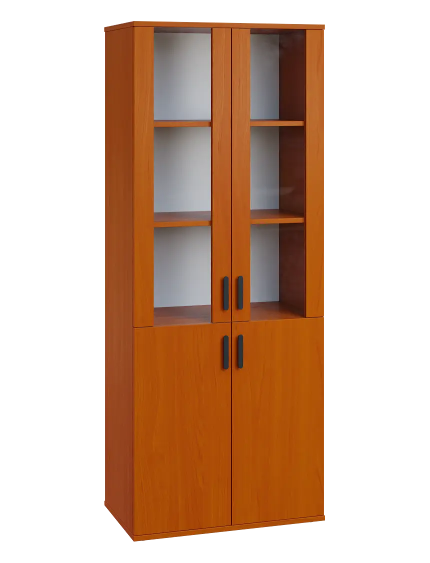 LN 5 - 7DS kancelářská skříň, 4-dveřová/prosklená, 1822x720x400, třešeň šumavská